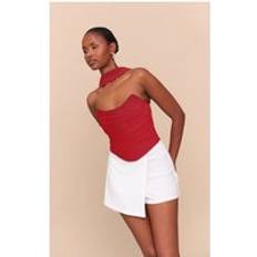 PrettyLittleThing Tomato Red Scarf Detail Corset