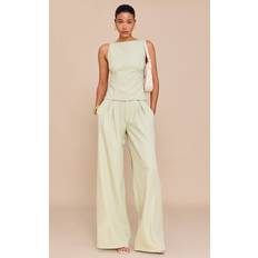 Trousers on sale PrettyLittleThing Woven Tailored Wide Leg Trousers - Pale Lime