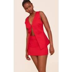 PrettyLittleThing Tomato Red Woven Tailored Mid Rise Mini Skirt - Tomato Red