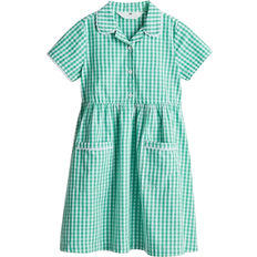 H&M Girls Green Checked cotton school dress 4-5Y