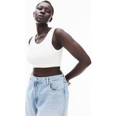 H&M Cropped Tanktop I Ribstrik - Hvid
