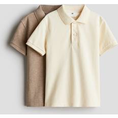 Pikétröjor Barnkläder H&M Pojke 2-Pack Pikétröja - Ljusbeige/Mörkbeige