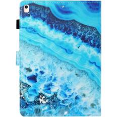 iPad 10.2 (2019) Stylish Patterned Leather Flip Case - Sea Wave Blue