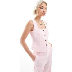 Pink Vests New Look Co-Ord Linen Square Neck Waistcoat - Pink