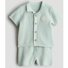 Turkosa Övriga sets H&M Turkos 2-Piece Cotton Waffle-Knit Set - Mintgrön/Fiskar