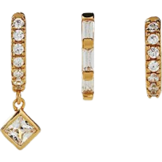 Safira Bling Huggie Hoops 3-pack - Gold/Transparent