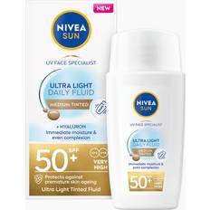 Nivea face spf 50 Nivea Uv Face Ultra Light Fluid Medium Tinted Spf 50+ Hvid