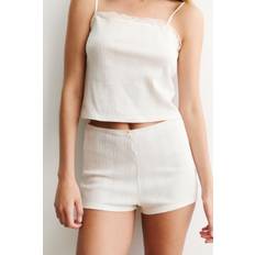 H&M Pyjama Mit Pointellemuster - Cremefarben