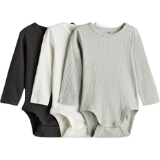 H&M Ribbed Bodysuits 3-Pack - Green
