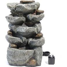 Garden Sanctuary Multi-Tiered Garden Cascading Water Fountain with LED Lights