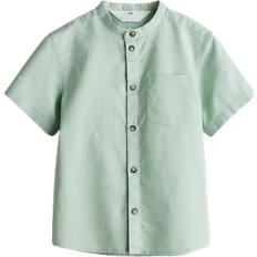 H&M Linen-Blend Grandad Shirt - Green