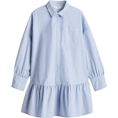 H&M Girls Blue Cotton Poplin Shirt Dress - Blue