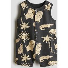 0-1M Playsuits Barnkläder H&M Baby Grå Romper I Frotté - Mörkgrå/Mönstrad