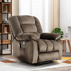 Massage Chairs Bestier Oversized Fabric Recliner With 8-Point Vibration Massage Camel
