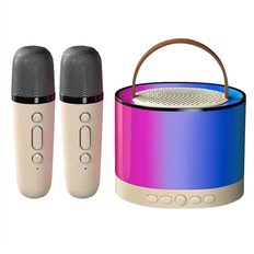 Karaoke Jojomino Mini Macchina Per Karaoke Color Crema Con 2 Microfoni Wireless Altoparlante Portatile Bluetooth