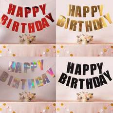 Red Garlands Shein Happy Birthday Banner Pull Flag Kit