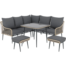 OutSunny 84G-547V70LR - Light Brown Outdoor Lounge Set, 1 Table incl. 3 Sofas