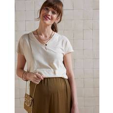Vertbaudet Iridescent Viscose & Linen T-Shirt for Maternity golden beige