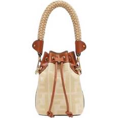 Gold/Brass Bucket Bags Fendi Small Mon Tresor Straw Bucket Bag - A