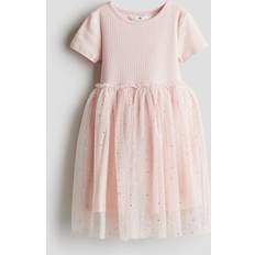98 Klänningar H&M Klänning Med Tyllkjol - Ljusrosa/Hjärtan