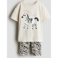 Återvunna material Övriga sets Barnkläder H&M 2-Delat Set Med Tryckt Mönster - Ljusbeige/Zebra