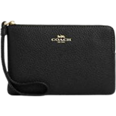 Coach Corner Zip Wristlet - Pebbled Leather/Gold/Black
