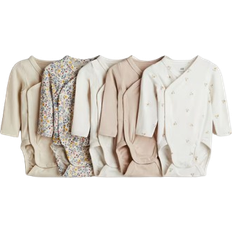 H&M Beige 5-Pack Wrapover Bodysuits - Beige