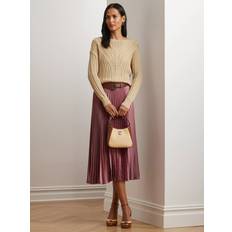 Ralph Lauren Skirts Ralph Lauren Suzu Pleated Satin A-Line Midi Skirt - Rose Mauve