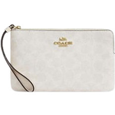 Coach Large Corner Zip Wristlet in Signature Canvas - Gold/White/Chalk
