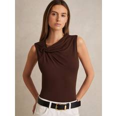 Reiss Shapewear & Under Garments Reiss Fran Knot Detail Jersey Bodysuit - Chocolate Brown