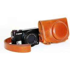 G7x' Canon PowerShot G7X MarkII Unikt Läder Kamera Skydd Ljus Brun