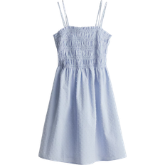H&M Smocked Bodice Cotton Dress - Blue