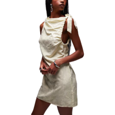 Topshop Tie Shoulder Jacquard Mini Dress - Cream
