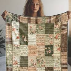Temu Cozy Flannel Throw Blanket With Elegant Floral Print Filt