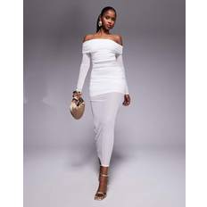 MISSYEMPIRE Mesh Insert Bardot Maxi Dress - White