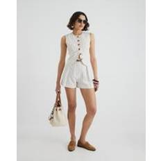 River Island Stripe Longline Belted Shorts - White Stripe