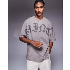 XL T-shirts River Island Oversized Sainte Print T-Shirt - Grey