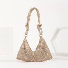 Shein Business Casual Rhinestone Decor Bucket Bag - Clear