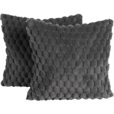 OHS Thick Faux Fur Waffle Cushion Cover Grey (45x45cm)