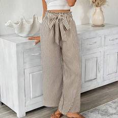 Shein Casual Lösa Byxor Med Raka Vida Ben - Brun