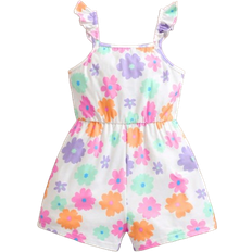 Shein Baby Girl Summer Cute Floral Pattern Knit Romper
