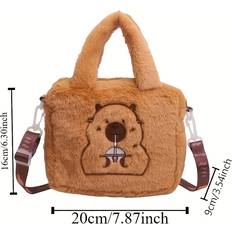 Faux Fur Bags Temu Cute Capybara Crossbody & Shoulder Bag - Brown/White Straps