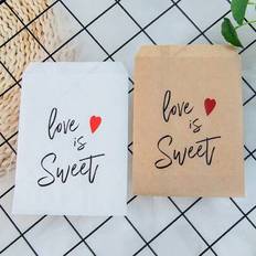 White Gift Bags Shein Love Is Sweet Gift Favor Bag 25pcs 13x18cm White/Kraft