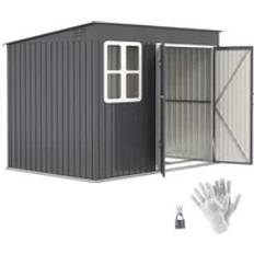 Grey Sheds OutSunny 8.5 x 6ft Galvanised Steel Garden Shed with Foundation Kit (Building Area )