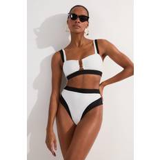 Karen Millen Bikini Bottoms Karen Millen Contrast Trim High Cut Bikini Bottom - Mono