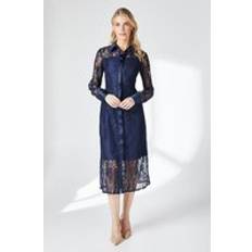 Clothing Principles Lace Shirt Dress - Navy