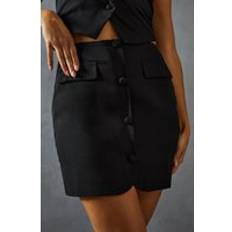 Skirts Misspap Tailored Button Down Mini Skirt - Black