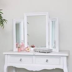 White Dressing Tables Melody Maison Ornate White Vintage Triple Mirror 55cm x 74cm Dressing Table