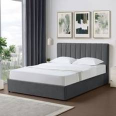 Evelynne Fabric 150cm Kingsize Ottoman Bed Frame with Storage - Dark Grey