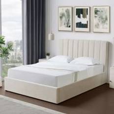 Evelynne Fabric 135cm Double Ottoman Bed Frame with Storage - Beige